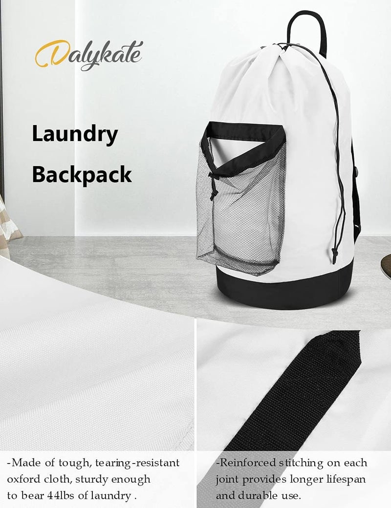 Dalykate Backpack Laundry Bag, Laundry Backpack with Shoulder Straps and Mesh Pocket Durable Nylon Clothes Hamper Bag with Drawstring Closure for College, Travel, Laundromat, Apartment - Image 5