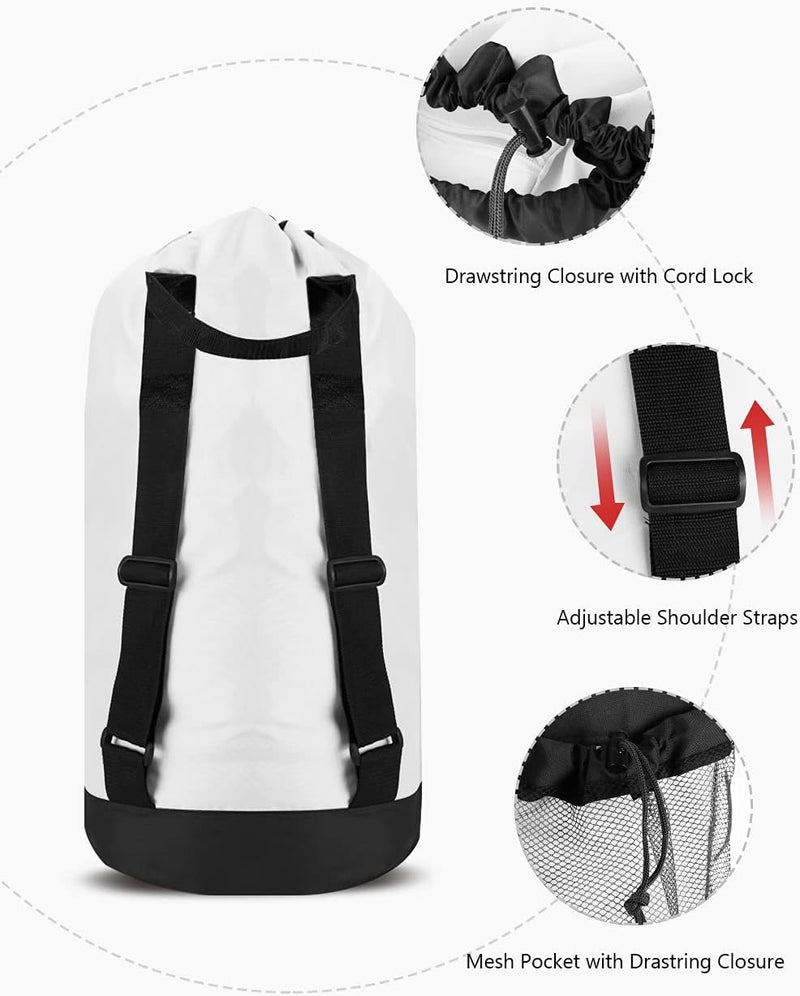 Dalykate Backpack Laundry Bag, Laundry Backpack with Shoulder Straps and Mesh Pocket Durable Nylon Clothes Hamper Bag with Drawstring Closure for College, Travel, Laundromat, Apartment - Image 3
