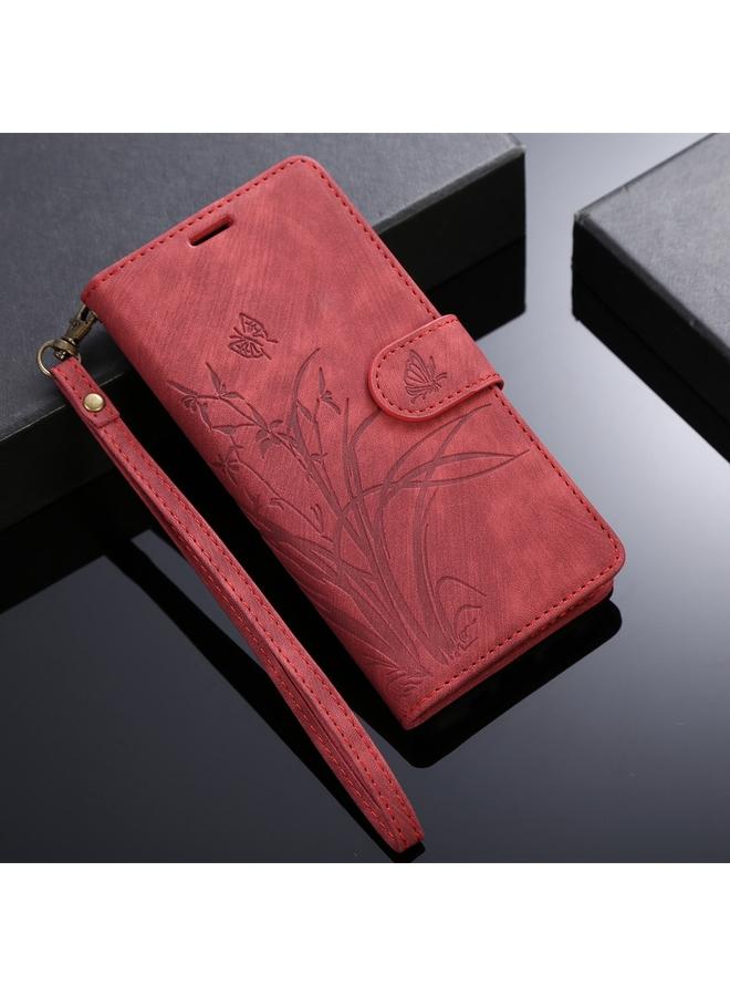 S-TOP Case For Samsung Galaxy A24 4G Global Orchid Butterfly Embossed Leather Phone Case - Image 2