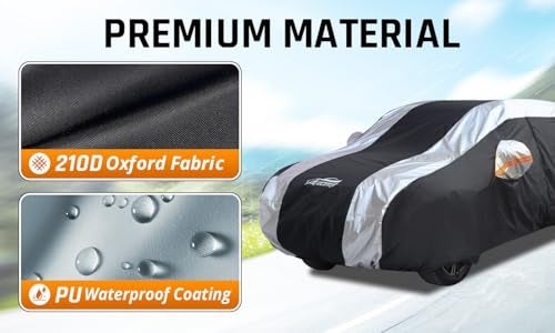 AltoCover SUV Car Cover Waterproof All Weather Protection with Silver Stripe Design,Universal Fit Toyota RAV4, Honda CRV, Tesla Model Y, Audi Q5, Nissan Rogue, Mazda CX-5, Kia Sorento,Hyundai Sante Fe - Image 2