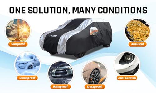 AltoCover SUV Car Cover Waterproof All Weather Protection with Silver Stripe Design,Universal Fit Toyota RAV4, Honda CRV, Tesla Model Y, Audi Q5, Nissan Rogue, Mazda CX-5, Kia Sorento,Hyundai Sante Fe - Image 5