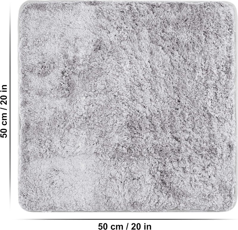 FLUFFY Bath Mat Made of Microfiber with Non-Slip Bottom (20 x 20 inch, Gray) - Image 3