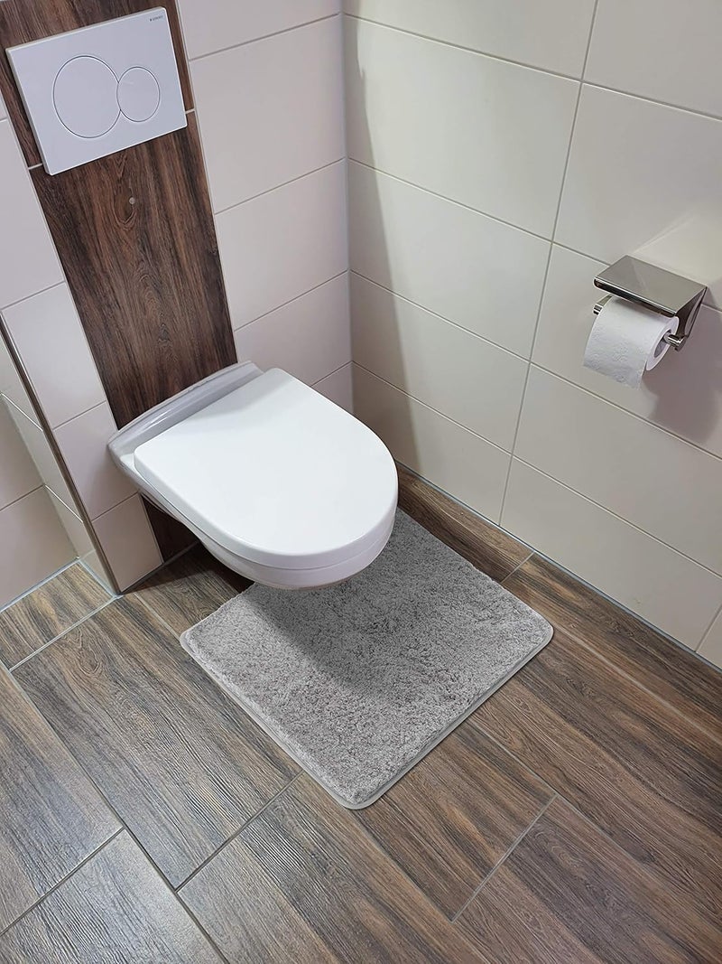 FLUFFY Bath Mat Made of Microfiber with Non-Slip Bottom (20 x 20 inch, Gray) - Image 4