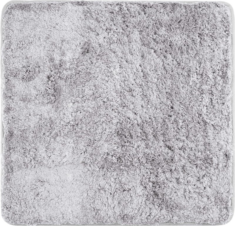 FLUFFY Bath Mat Made of Microfiber with Non-Slip Bottom (20 x 20 inch, Gray) - Image 1