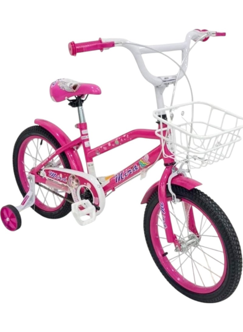 ميرا دراجات أطفال للبنات مقاس 16 بوصة مع عجلات تدريب وسلة من عمر 5 إلى 10 سنوات