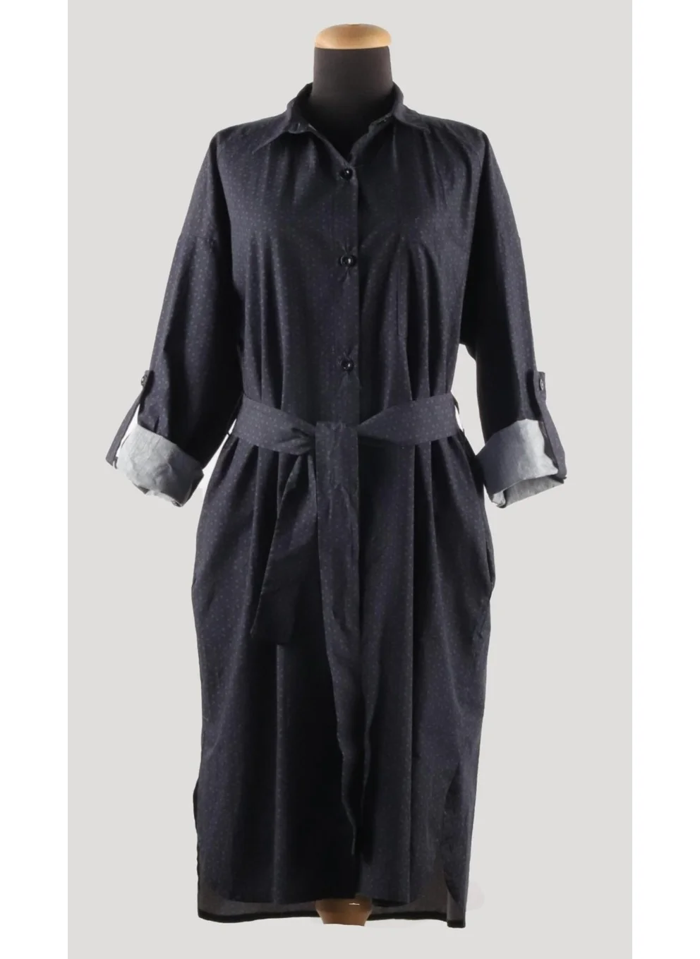 الكسندر جاردي Alexandergardi Adjustable Sleeve Belted Shirt Dress (B23-1403 00)