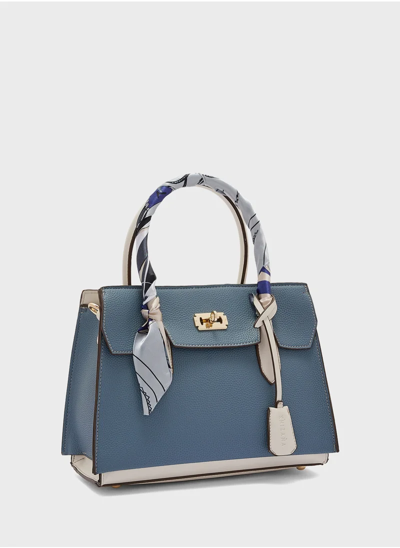 Khizana Satchel Bag with Scarf Detail