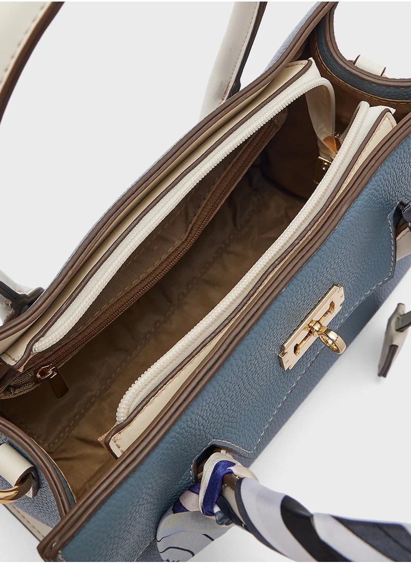Khizana Satchel Bag with Scarf Detail