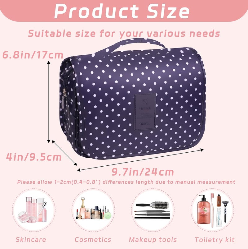 YEMEDA Toiletry Bag Travel Bag with Hanging Hook, Waterproof Capacity Hanging Multifunctional Makeup Bag for Toiletries, Portable Cosmetic Bag Travel Organizer for Women and Men(Navy Dot) - Image 2