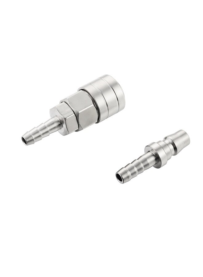 LAWAZIM Pro7 Air Hose Fitting Set - 2 Piece 1/4inch 20SH x 20PH Quick Connect Coupler with Hose Barb Female Socket and Hose Barb Male Plug, Air Compressor and Pneumatic Tool Accessories - Image 1