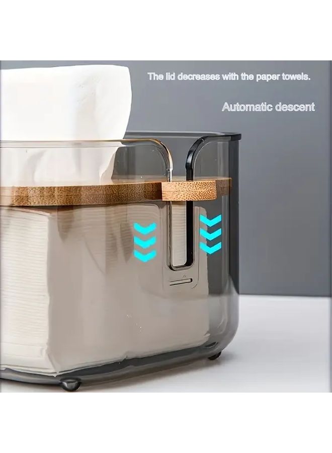 Modern Scandinavian Tissue Box With Adjustable Lid Transparent Grey Organizer - Image 5