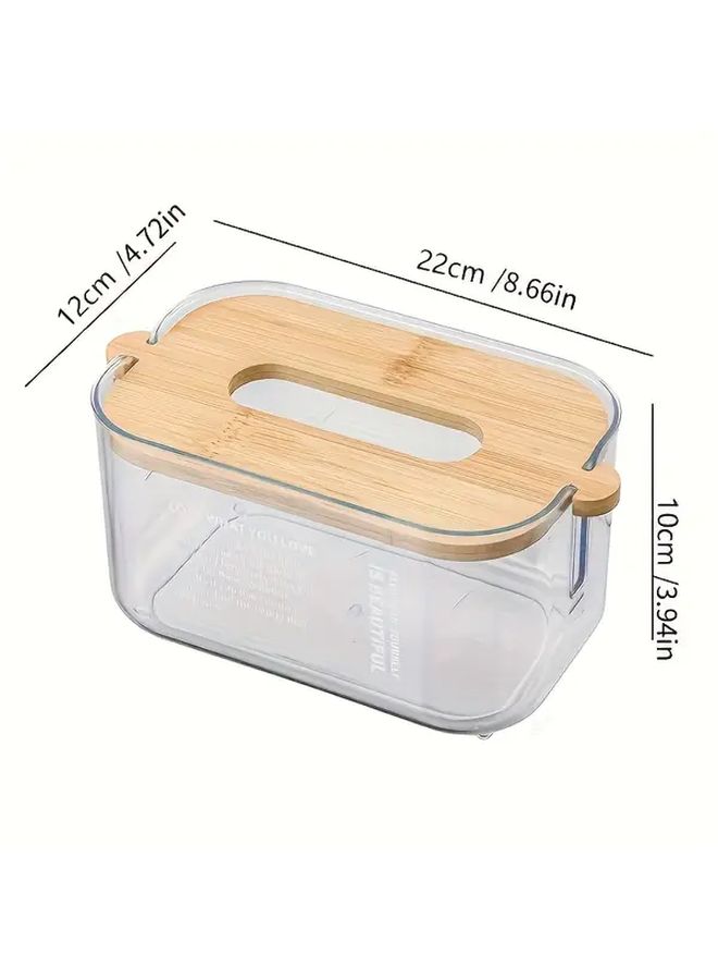 Modern Scandinavian Tissue Box With Adjustable Lid Transparent Grey Organizer - Image 3