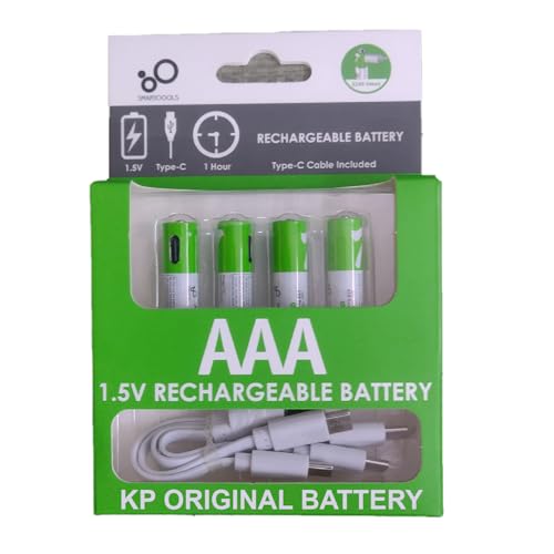 KP Original Battery KP Original Rechargeable AAA Batteries, 1.5V 750mWh, USB Type-C Charging Cable, 4-Pack, High Capacity, Fast Charge, 1200 Cycles, Over-Charge Protection - Image 1