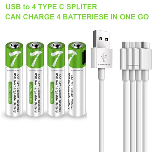KP Original Battery KP Original Rechargeable AAA Batteries, 1.5V 750mWh, USB Type-C Charging Cable, 4-Pack, High Capacity, Fast Charge, 1200 Cycles, Over-Charge Protection - Image 3