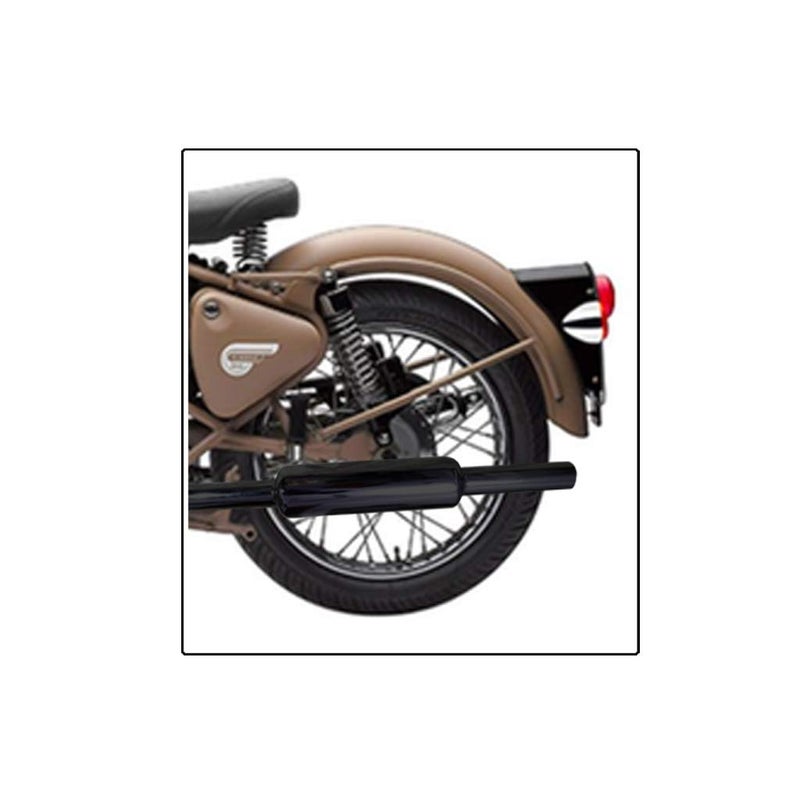 OZANGO Bike Mini Punjab Dholki Short Bottle Empty Free Flow Bullet Thin Pipe Exhaust Silencer Black with Zed Clamp Bush for RE Thunderbird 350 - Image 4