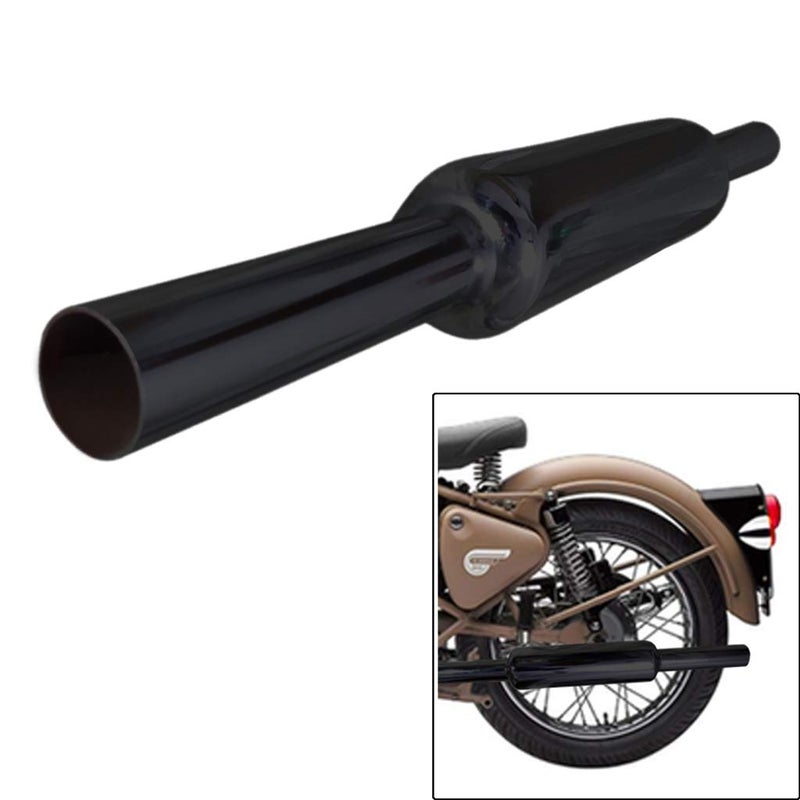 OZANGO Bike Mini Punjab Dholki Short Bottle Empty Free Flow Bullet Thin Pipe Exhaust Silencer Black with Zed Clamp Bush for RE Thunderbird 350 - Image 2