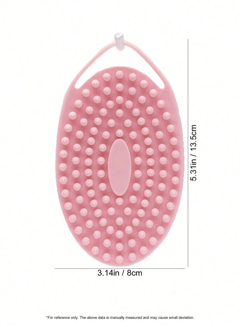 إسكدنيا فرشاة استحمام من السيليكون، فرشاة للجسم، فرشاة استحمام للبشرة الحساسة للأطفال والنساء والرجال وجميع أنواع البشرة، منظف فرشاة المكياج (وردي) - Image 2