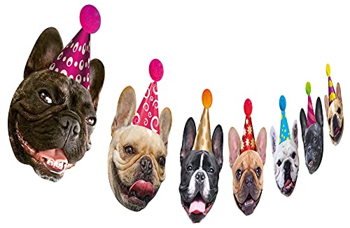 Silvima Dog Birthday Garland, Funny French Bulldog Face Portrait Birthday Banner, Bday Bunting Decoration… - Image 3
