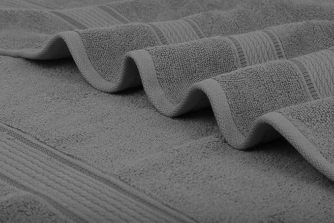 DRYHUG Elegance 100 Cotton Bath Towel 450 GSM 70x140 cm Ultra Soft Super Absorbent Gray Pack of 1 - Image 3