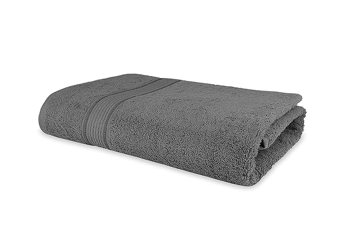 DRYHUG Elegance 100 Cotton Bath Towel 450 GSM 70x140 cm Ultra Soft Super Absorbent Gray Pack of 1 - Image 1