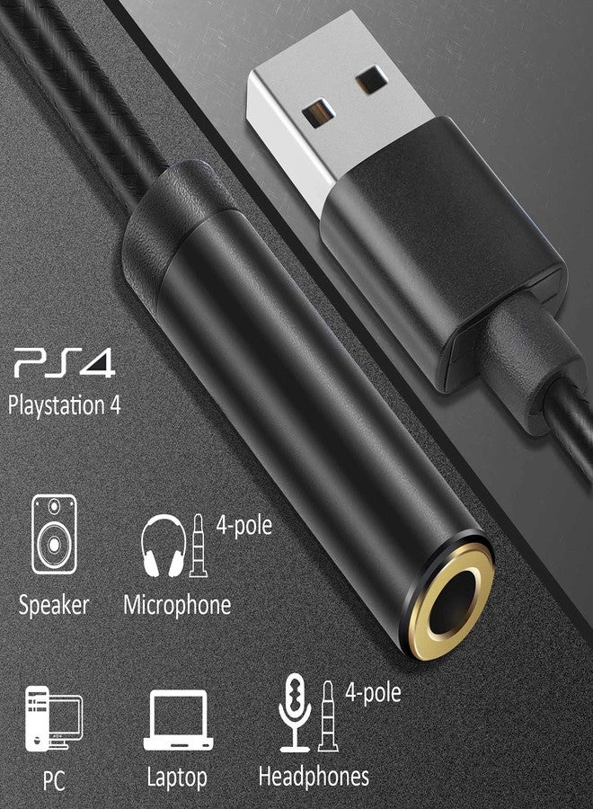 Pasow USB to 3.5mm Jack Audio Adapter, USB to Headphone Jack Adapter Cable with TRRS 4-Pole Mic-Supported, External Stereo Sound Card for Headphone, Mac, PS4, PC, Laptop, Desktops - Image 3