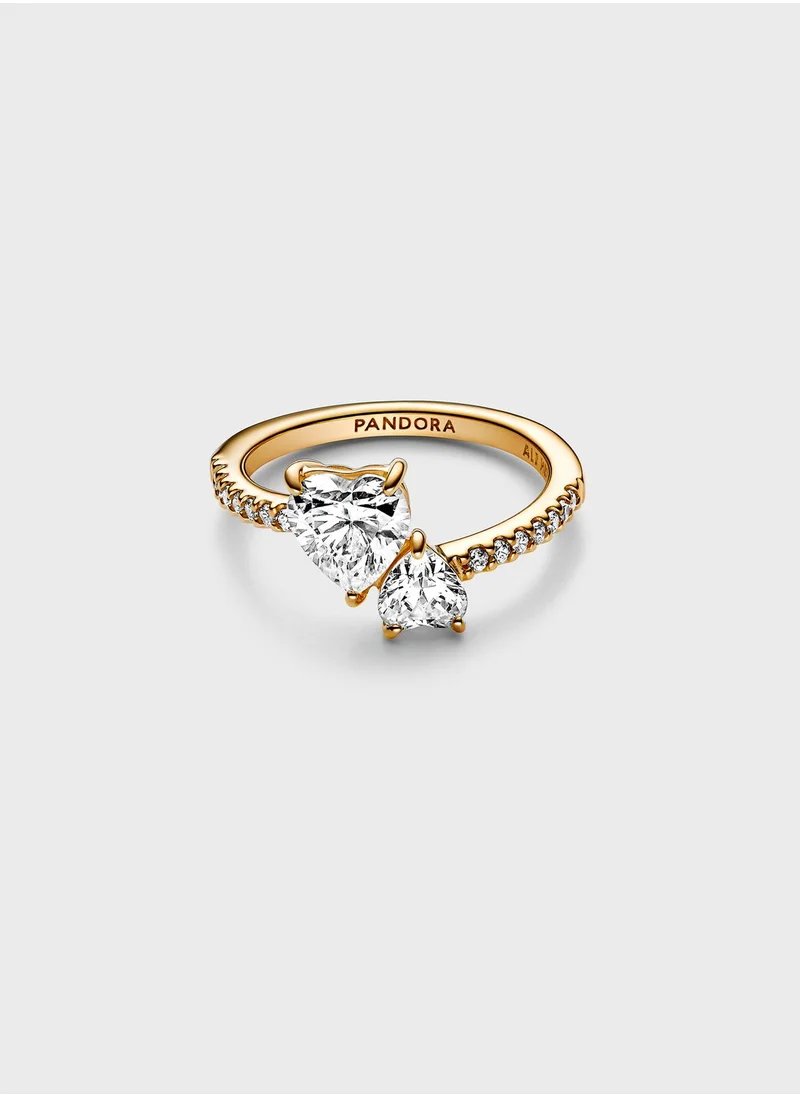 PANDORA 14K Gold-Plated Ring With Clear Cubic Zirconia