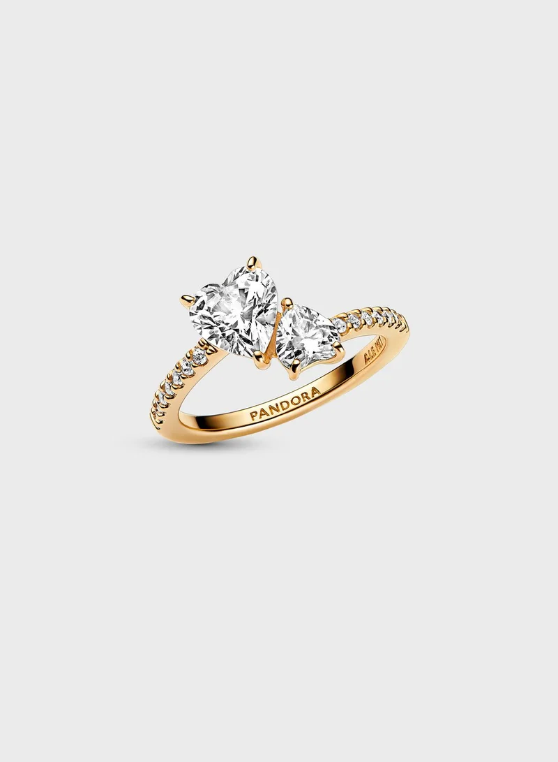 PANDORA 14K Gold-Plated Ring With Clear Cubic Zirconia