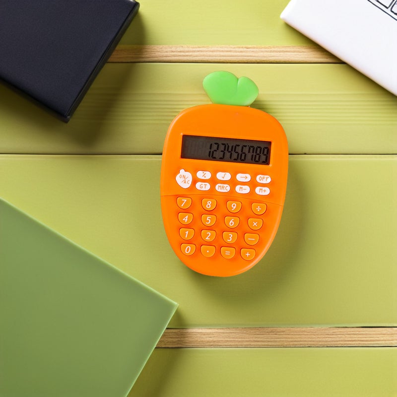 Carrot Shape Electronic Calculator Portable 12-Digit Calculator Office Stationery for Financial Office (Orange) - Image 3