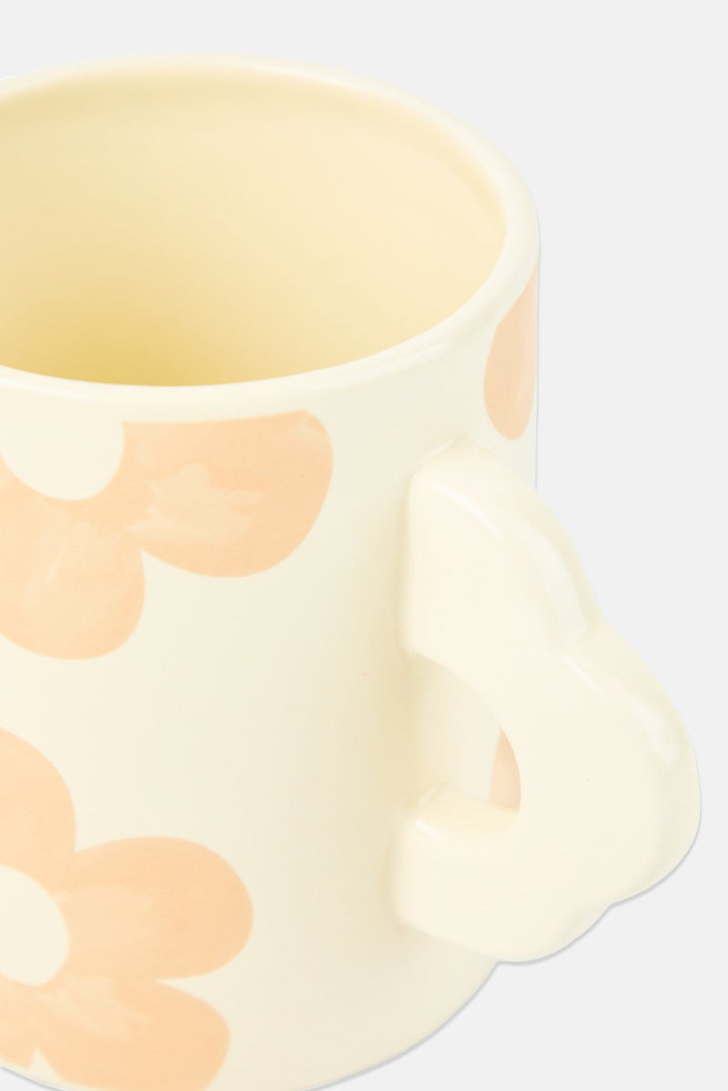 Muy Mucho Floral Print Ceramic Mug 450 ml, White - Image 3