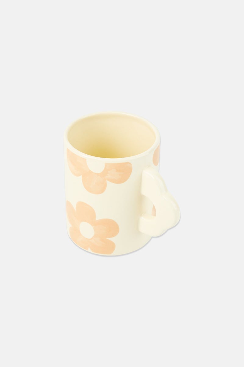 Muy Mucho Floral Print Ceramic Mug 450 ml, White - Image 2