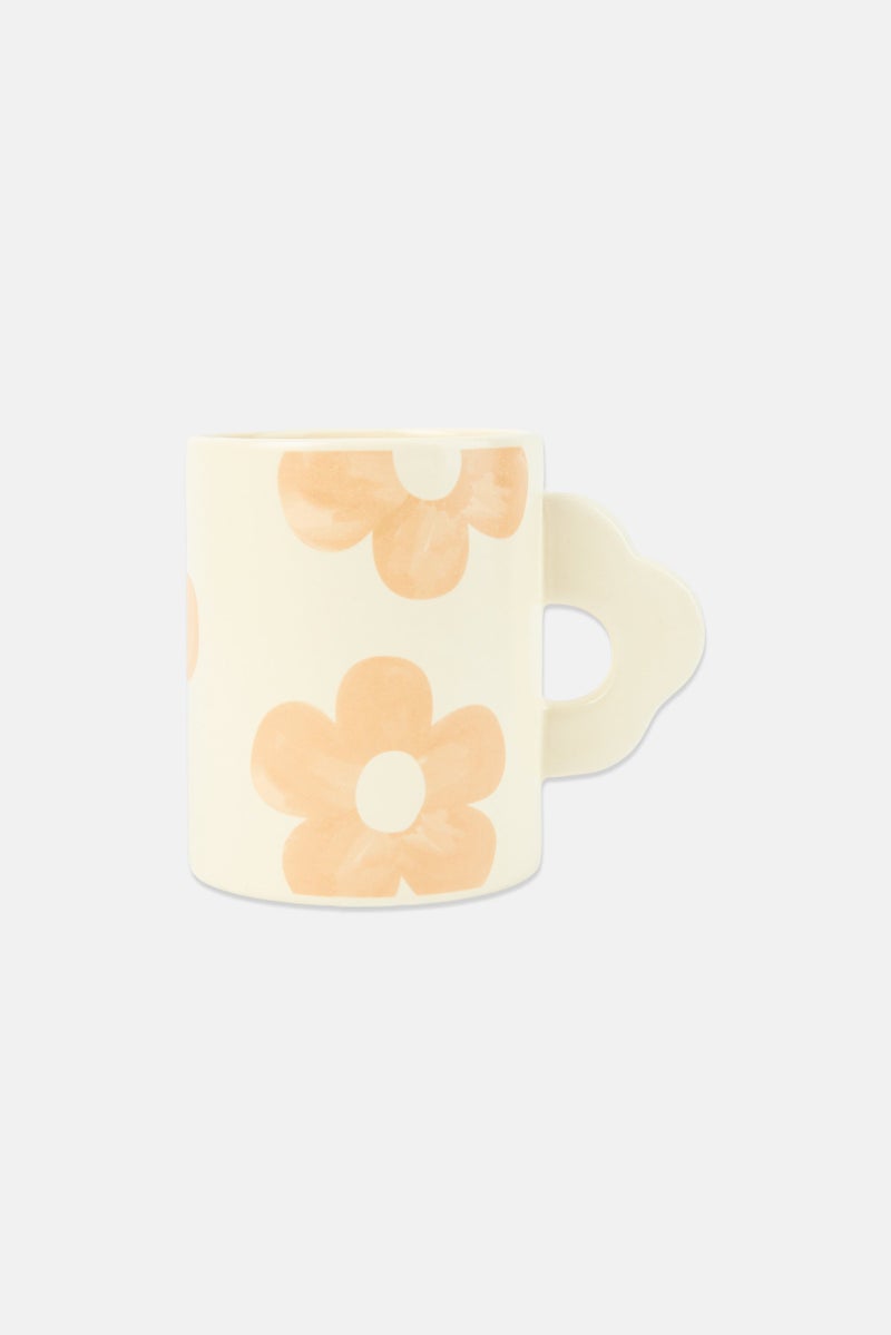 Muy Mucho Floral Print Ceramic Mug 450 ml, White - Image 1