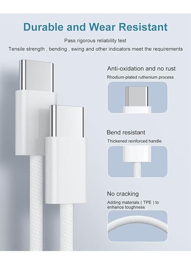X spring USB C to C Woven Charging Cable,1M Fast Type C to C Charger Cord foriPhone 15/16,15/16 Pro,15/16 Plus,15/16 Pro Max,for MacBook Pro/Air,for iPad Air 4/5,Mini 6/Pro12.9in/11in - Image 2