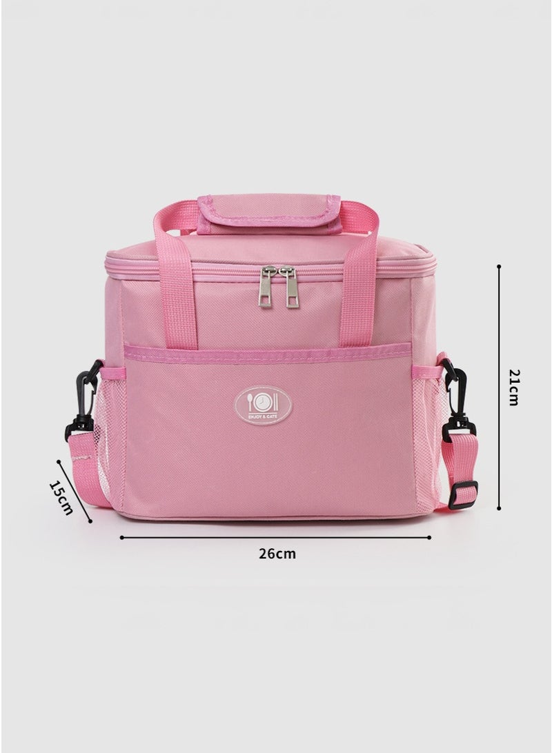TAPIT 8L Insulated Lunch Bag for Men and Women, Large Cooler Tote Lunch Bag, Adjustable Shoulder Strap Lunch Bag, Large Capacity Oxford Waterproof Picnic Bag for Camping, Barbecue, Outdoor Activities (Pink-26x15x21CM)  - Image 2
