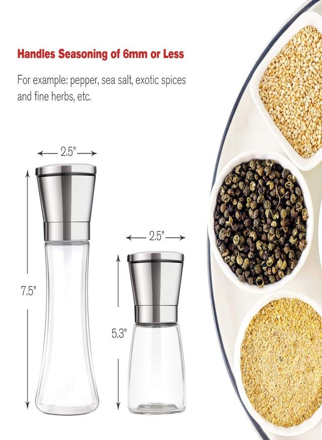 SHOPARAM Salt and Pepper Grinder Set of 2 Stainless Steel Manual Spice Salt & Pepper Grinder Set with Adjustable 5 Grade Coarseness Ceramic Rotor Mill Grinders Shakers Gift Set with Silicone Funnel - Image 3