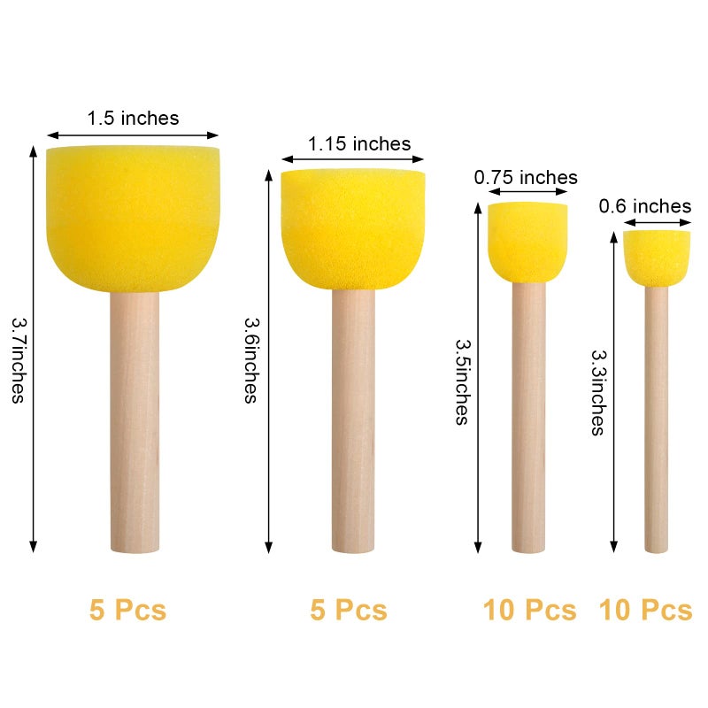 vivinin 30 Pcs Round Sponges Brush Set, Round Sponge Brushes for Painting, Paint Sponges for Acrylic Painting, Painting Tools for Kids Arts and Crafts (4 Sizes) - Image 2