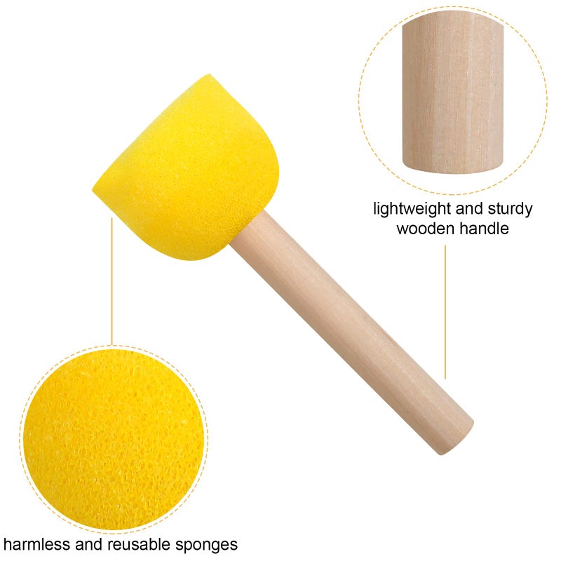 vivinin 30 Pcs Round Sponges Brush Set, Round Sponge Brushes for Painting, Paint Sponges for Acrylic Painting, Painting Tools for Kids Arts and Crafts (4 Sizes) - Image 3