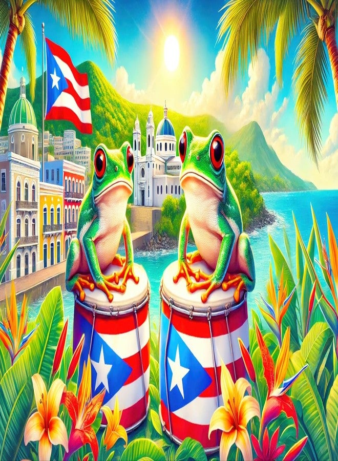BlissYard Puerto Rico Coqui Frog Banner Backdrop Party Decor Party Photography Background 71 x 43 inch Indoor Outdoor Porch Sign For Birthday Christmas - Image 3
