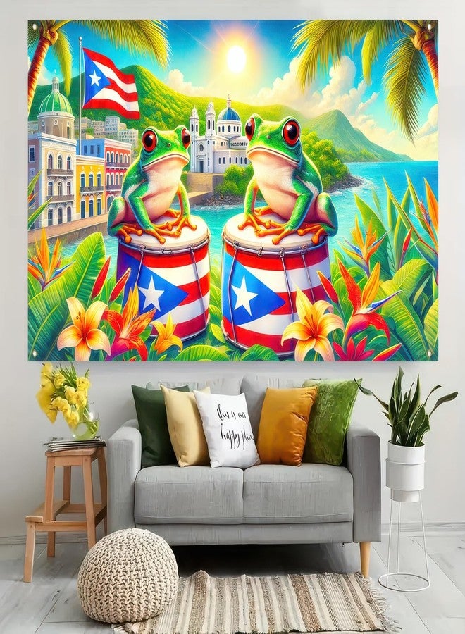 BlissYard Puerto Rico Coqui Frog Banner Backdrop Party Decor Party Photography Background 71 x 43 inch Indoor Outdoor Porch Sign For Birthday Christmas - Image 4