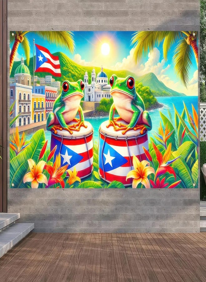 BlissYard Puerto Rico Coqui Frog Banner Backdrop Party Decor Party Photography Background 71 x 43 inch Indoor Outdoor Porch Sign For Birthday Christmas - Image 5