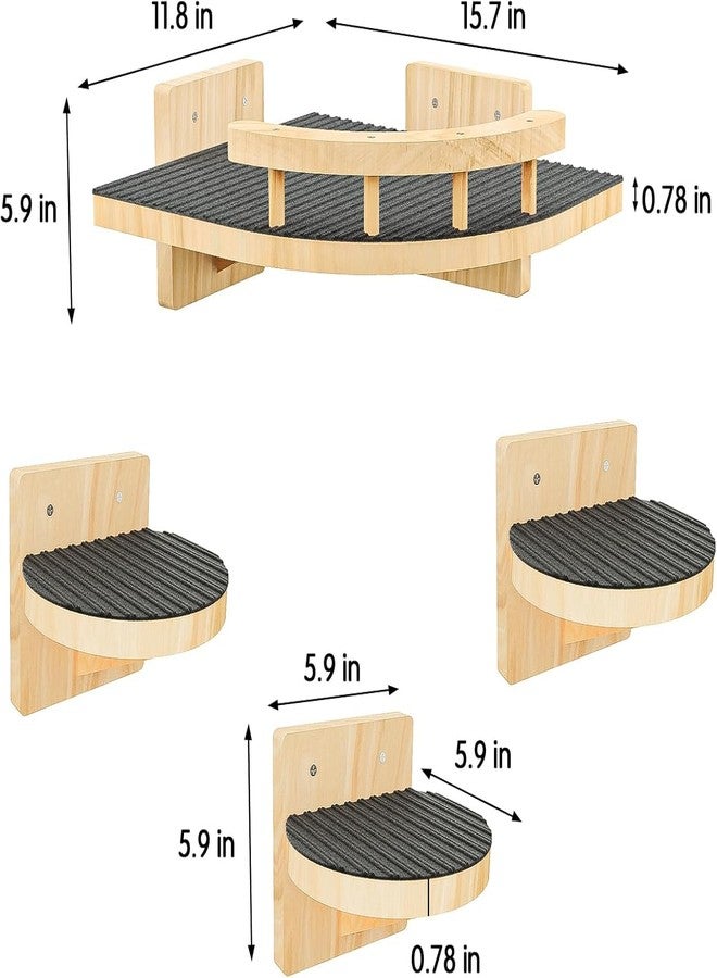 Chuiendi Cat Wall Shelves with 3 Steps, Wooden Cat Wall Furniture up to 25lbs, Floating Stairs for Small/Medium Cats, Kitty Wide Climber Shelf with Cozy Perch for Indoor, Sleeping,Jumping, Playing - Image 2
