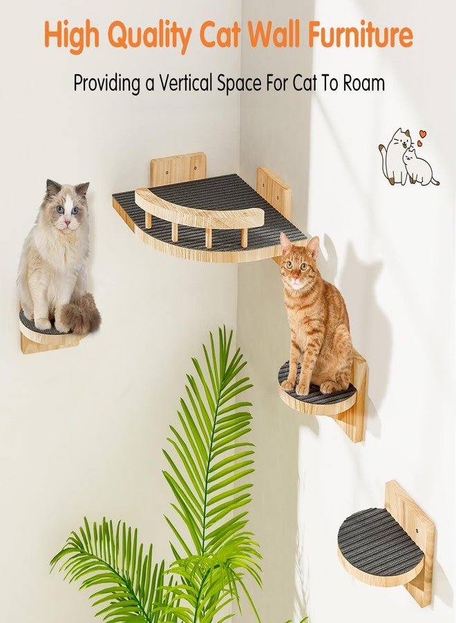 Chuiendi Cat Wall Shelves with 3 Steps, Wooden Cat Wall Furniture up to 25lbs, Floating Stairs for Small/Medium Cats, Kitty Wide Climber Shelf with Cozy Perch for Indoor, Sleeping,Jumping, Playing - Image 4