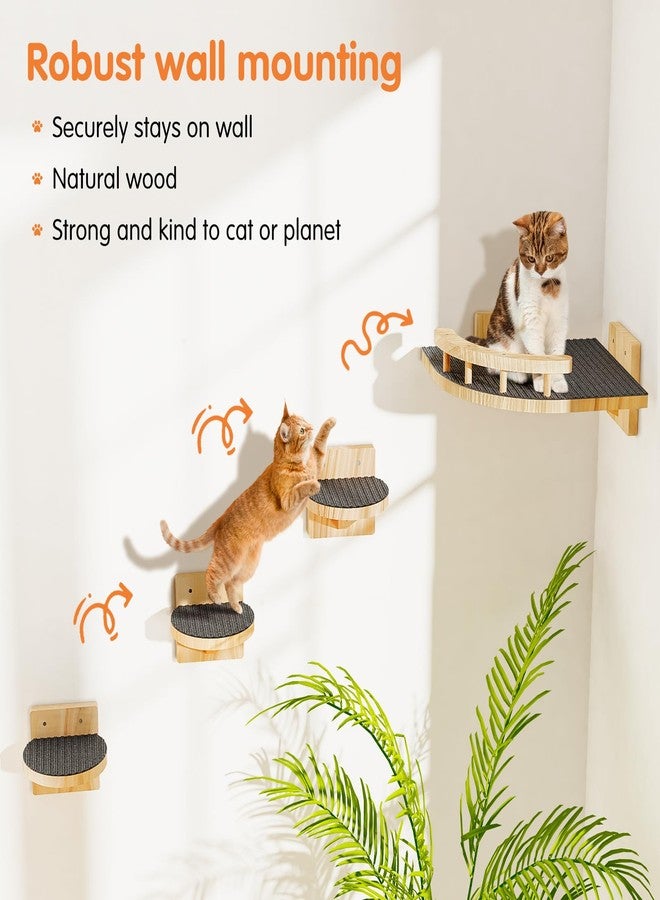 Chuiendi Cat Wall Shelves with 3 Steps, Wooden Cat Wall Furniture up to 25lbs, Floating Stairs for Small/Medium Cats, Kitty Wide Climber Shelf with Cozy Perch for Indoor, Sleeping,Jumping, Playing - Image 3