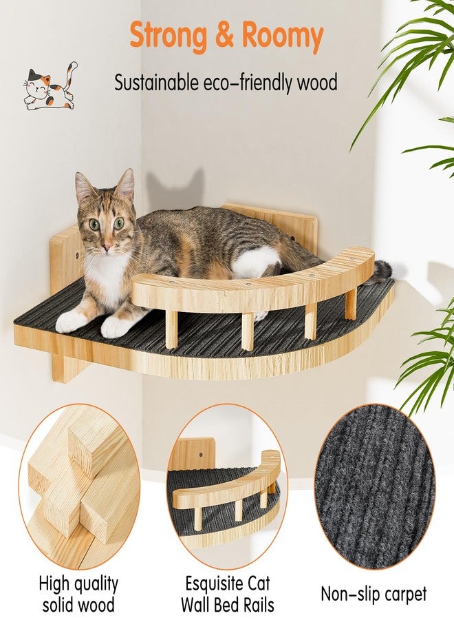 Chuiendi Cat Wall Shelves with 3 Steps, Wooden Cat Wall Furniture up to 25lbs, Floating Stairs for Small/Medium Cats, Kitty Wide Climber Shelf with Cozy Perch for Indoor, Sleeping,Jumping, Playing - Image 5