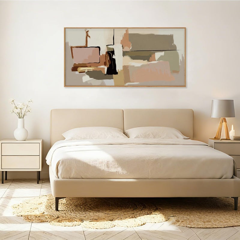 DRACIT Abstract Neutral Brushstroke Framed Canvas Wall Art Set,Minimalist Beige Toned Color Blend Wall Decor,Modern Color Block Geometric Artwork for Living Room,Bedroom-20 x40 - Image 5