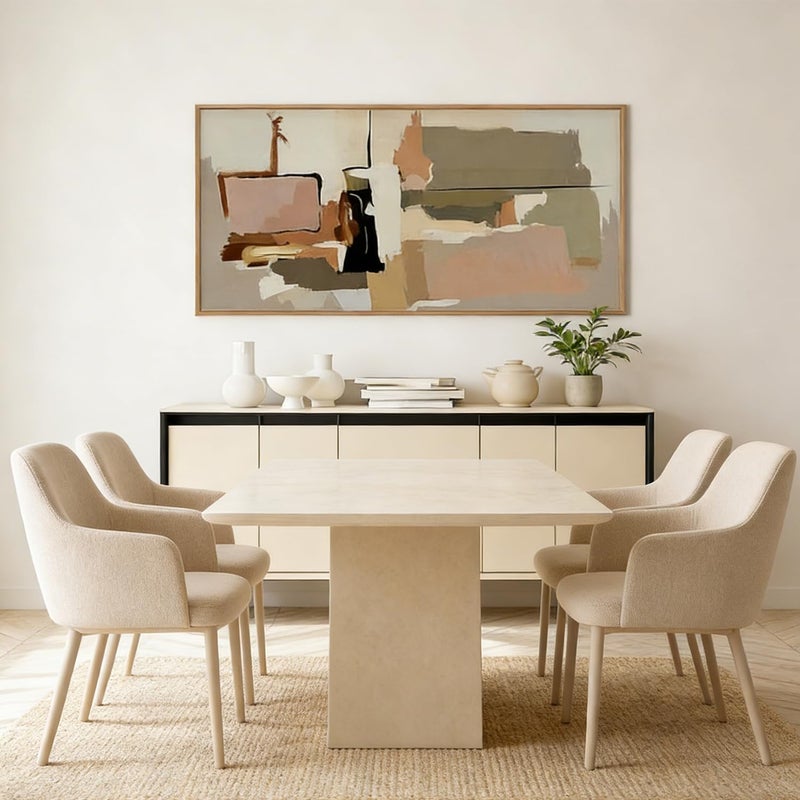 DRACIT Abstract Neutral Brushstroke Framed Canvas Wall Art Set,Minimalist Beige Toned Color Blend Wall Decor,Modern Color Block Geometric Artwork for Living Room,Bedroom-20 x40 - Image 4