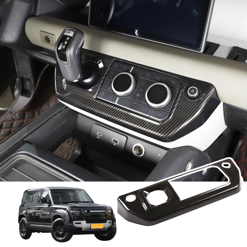 Bekantogy Car Center Control Air Conditioning Button Frame Gear Shift Panel Frame Trim Compatible with Land Rover Defender 90 110 130 20202024 Air Conditioning Shifter Frame Carbon Fiber Texture