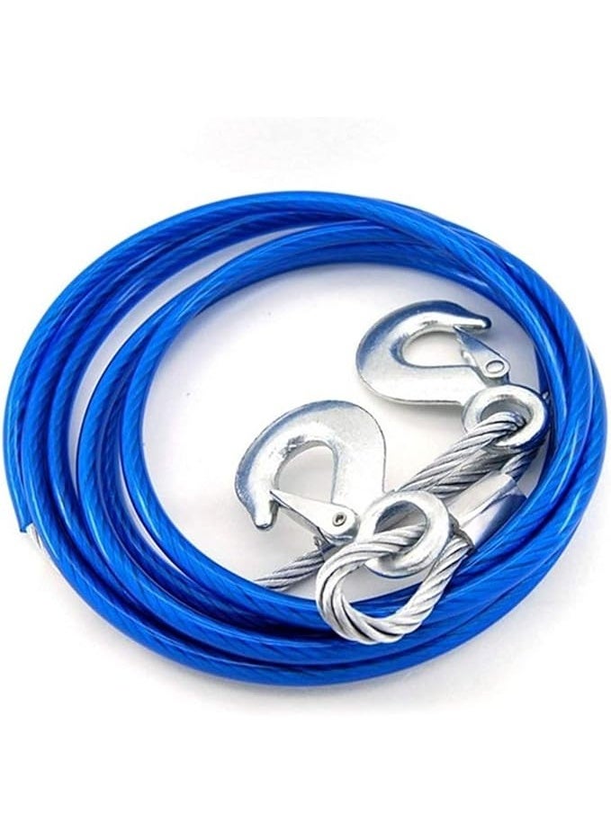 Heavy Duty Steel Wire Tow Rope - High-Strength Emergency Recovery Cable with Reinforced Steel Hooks - Professional Towing Line for Cars, SUVs, and Boats - Image 1