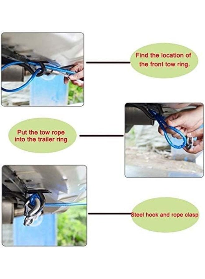 Heavy Duty Steel Wire Tow Rope - High-Strength Emergency Recovery Cable with Reinforced Steel Hooks - Professional Towing Line for Cars, SUVs, and Boats - Image 2