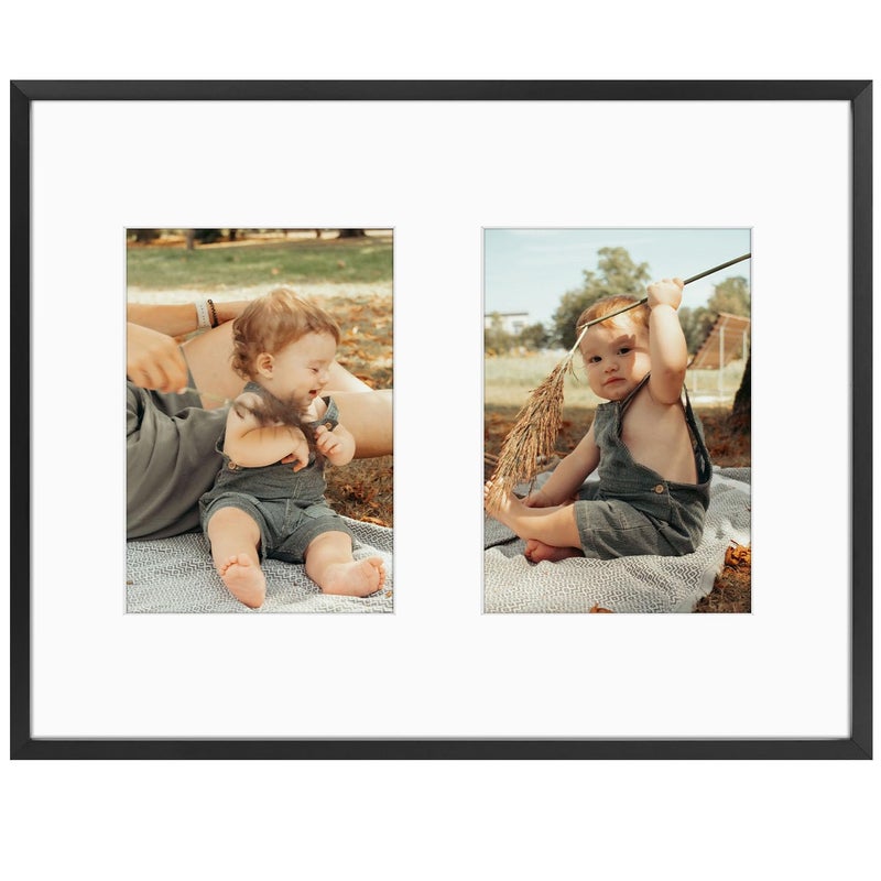 إطار كولاج من الألمنيوم 7x5 من غولدن ستيت آرت يعرض صور 5x7 مع فتحتين أو صورة واحدة 11x14 زجاج حقيقي عرض جداري أفقي عمودي أسود 1 عبوة