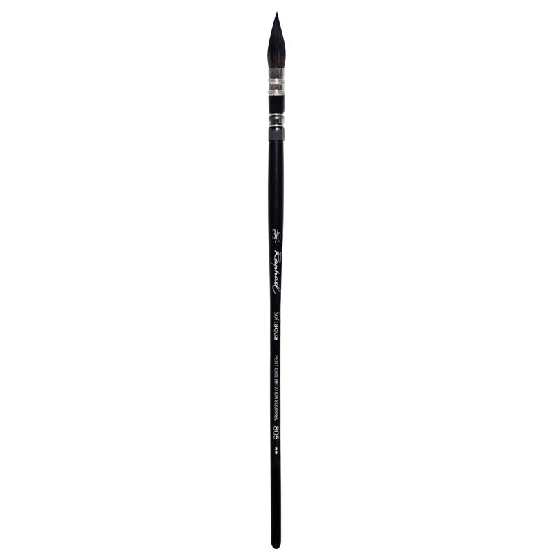 Raphael SoftAqua Synthetic Squirrel Watercolor Brush, Quill, 3/0 - Image 1